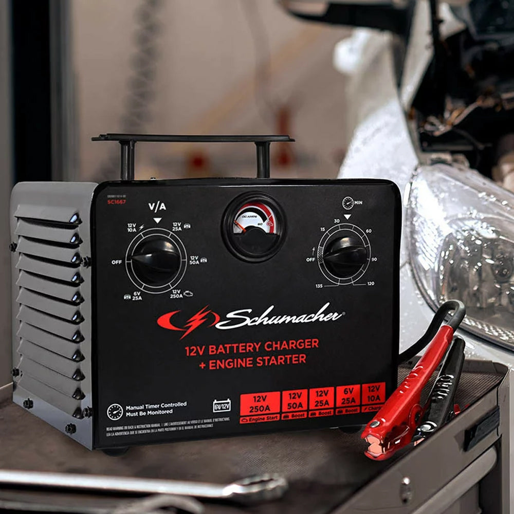 Schumacher SC1667 - 6/12V 25/50A 250A Boost Timer-Controlled Portable Battery Charger/Engine Starter