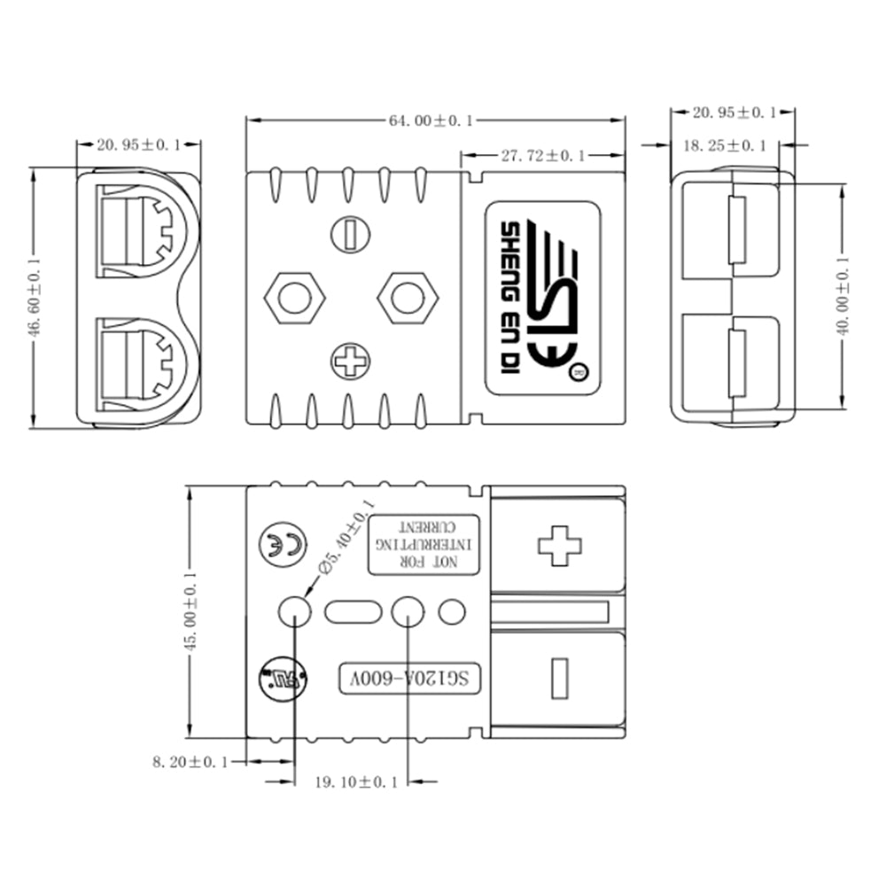 SED® 120A Industrial Connector Housing - Anderson SB120 Compatible