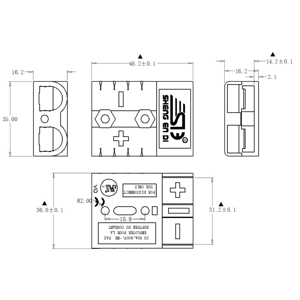 SED® 50A Industrial Connector Housing - Anderson SB50 Compatible