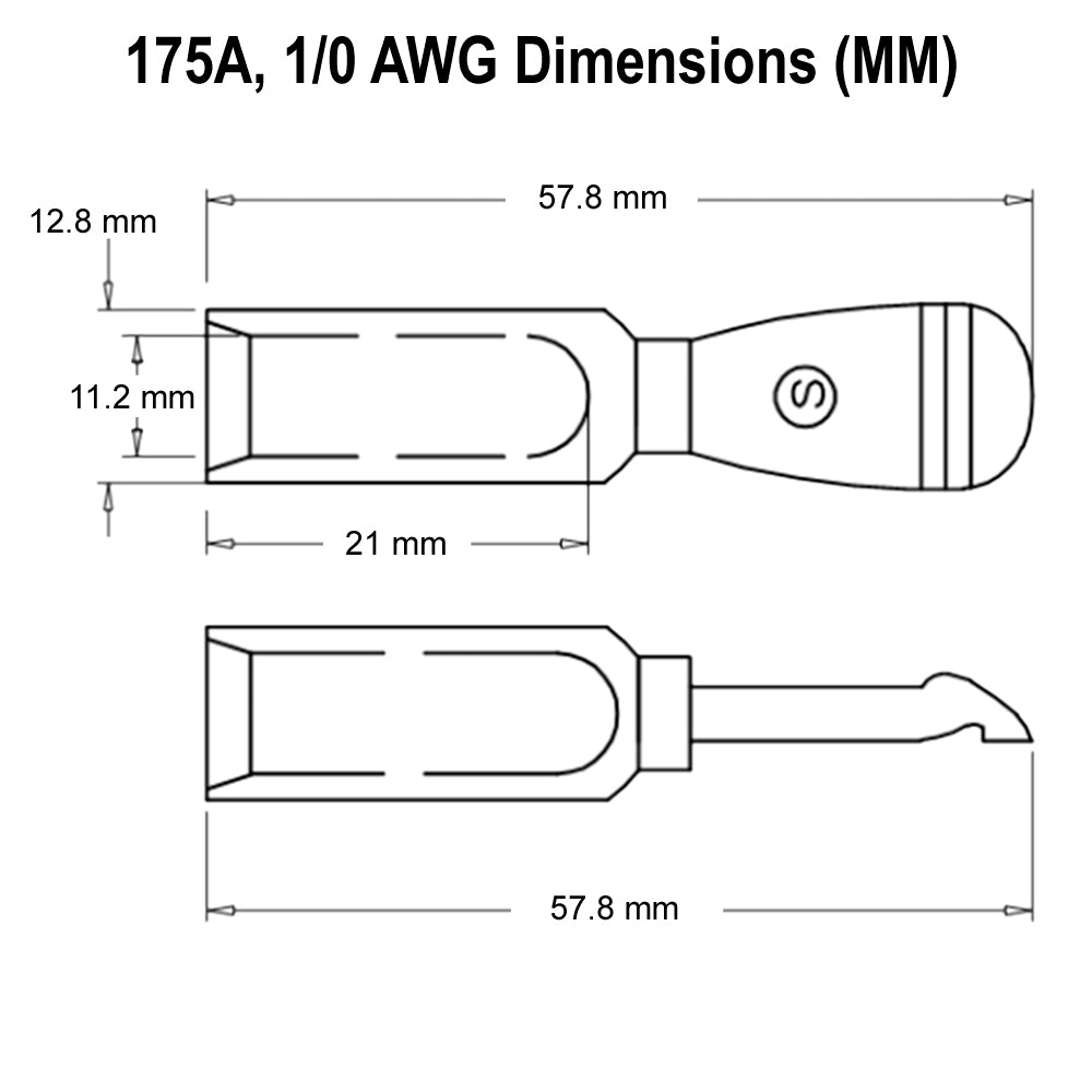 SED® 175A Contact Terminal for Industrial Connectors, Multiple Wire Sizes - Compatible with Anderson SB175 Connectors
