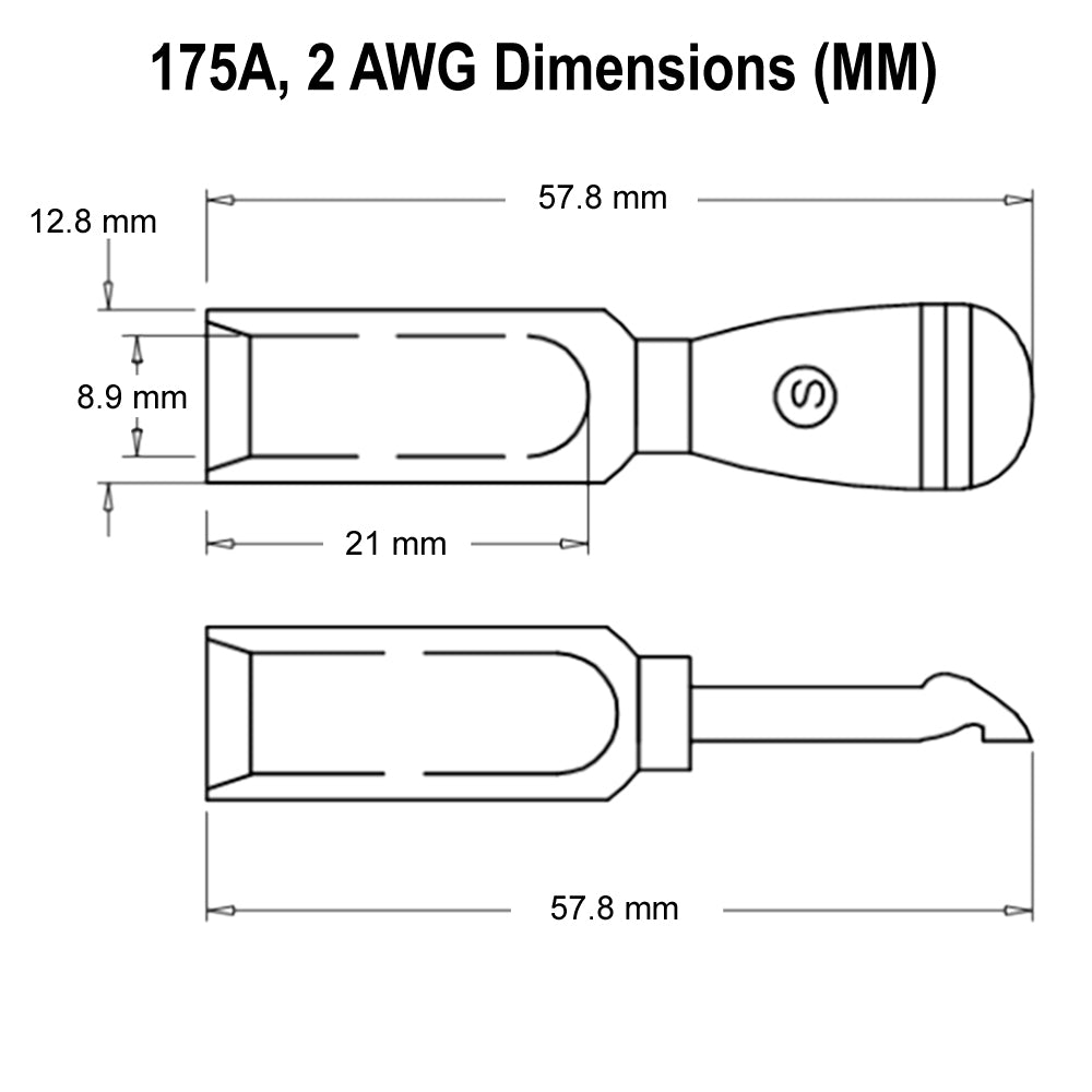 SED® 175A Contact Terminal for Industrial Connectors, Multiple Wire Sizes - Compatible with Anderson SB175 Connectors