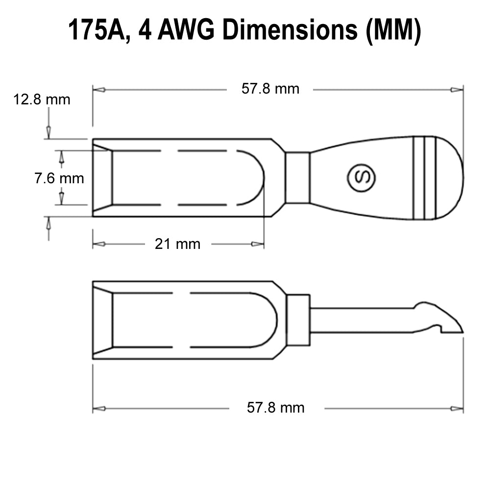 SED® 175A Contact Terminal for Industrial Connectors, Multiple Wire Sizes - Compatible with Anderson SB175 Connectors