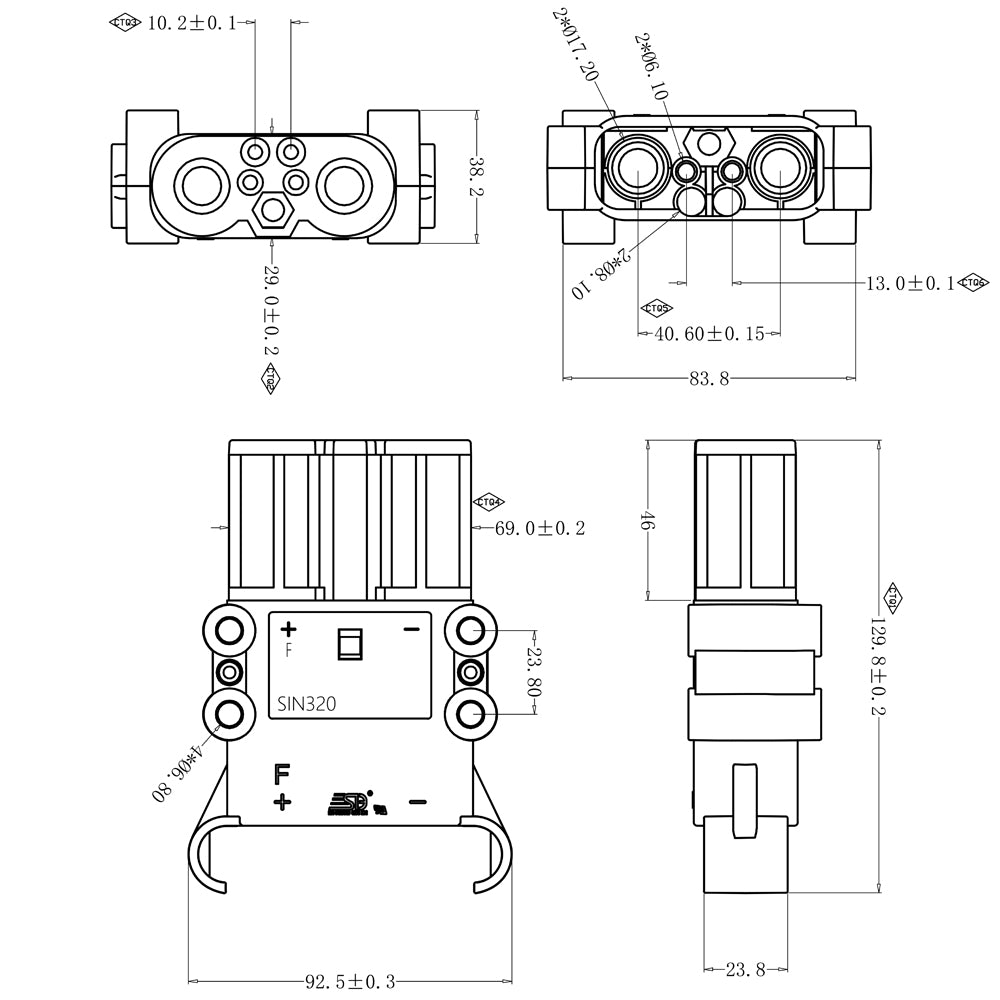 File 320a SED® SIN320A-F95 - REMA 320A 150V Connector Kit - Female Socket with H ...