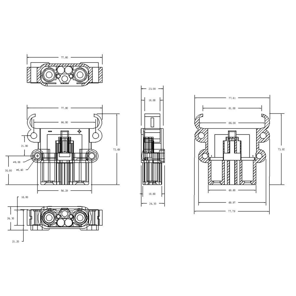 SED® SIN80A-F25 -  REMA 80A 150V Connector Kit - Female Socket with Handle, 25mm (4 AWG)