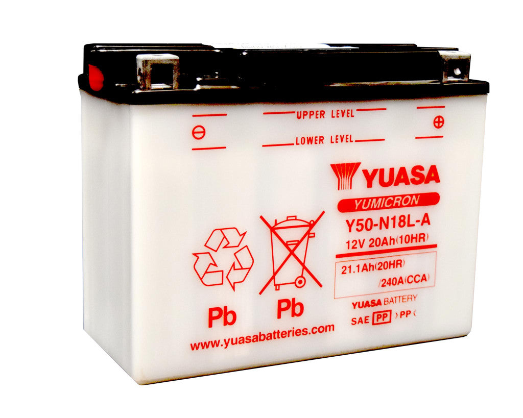 Y50-N18L-A High Perf Conv 12V MC Battery, Dry Charged 20 AH, M2218Y