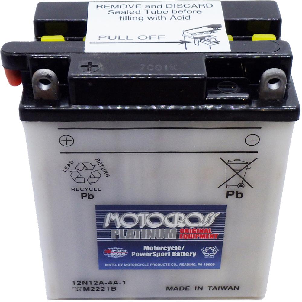 12N12A-4A-1 Conv 12V MC Battery, Dry Charged 12 AH, M2221B