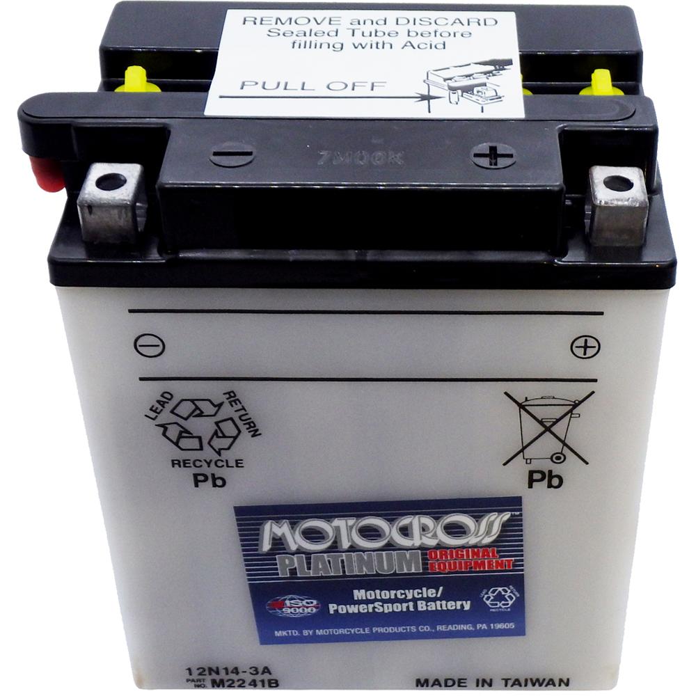 12N14-3A Conv 12V MC Battery, Dry Charged 14 AH, M2241B