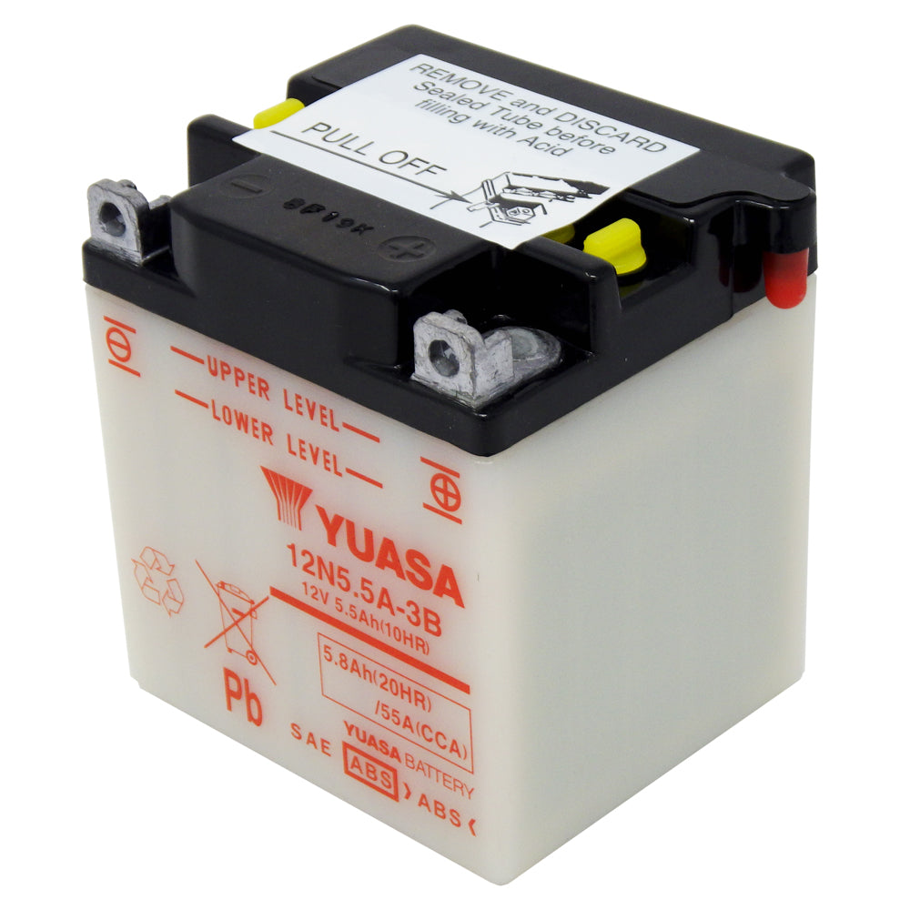 12N5.5A-3B Conv 12V MC Battery, Dry Charged 5.5 AH, M22A5B
