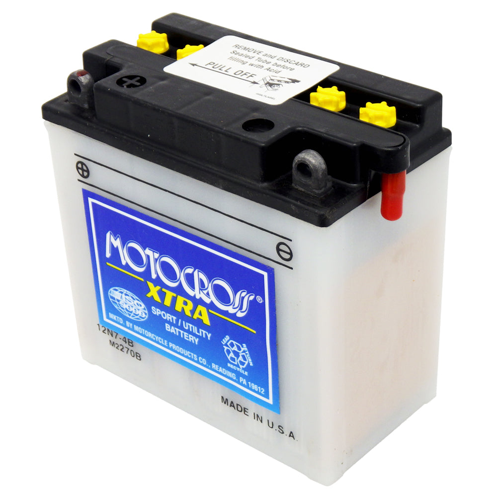 12N7-4B Conv 12V MC Battery, Dry Charged 7 AH, M2270B