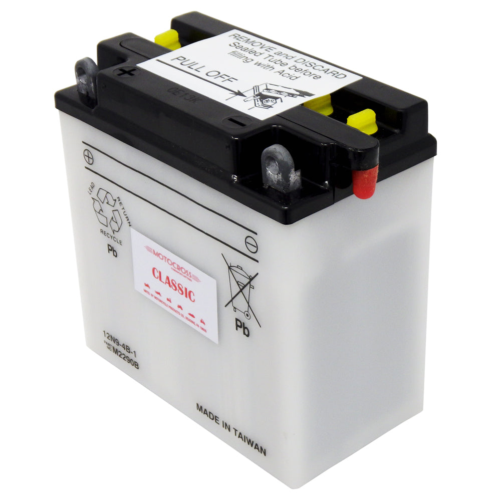 12N9-4B-1 Conv 12V MC Battery, Dry Charged 9 AH, M2290B