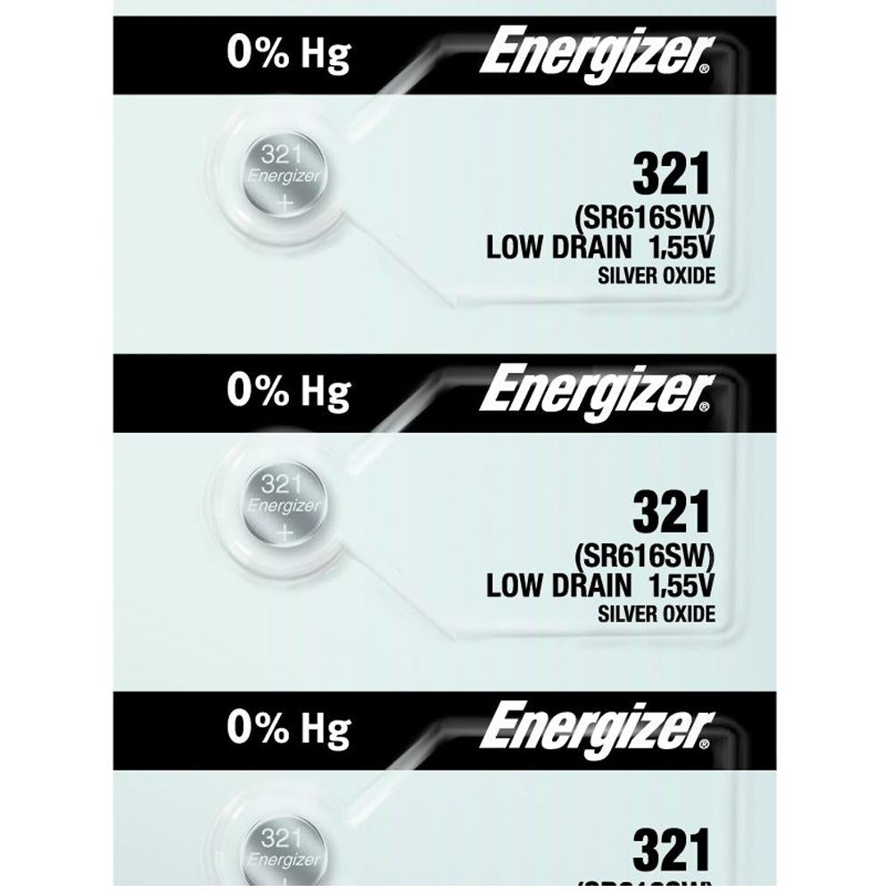 Energizer 321 Silver Oxide Button Cell, 1.55V Low Drain - Tear Strip of 5