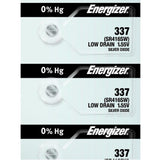 Energizer 337 Silver Oxide Button Cell, 1.55V Low Drain - Tear Strip of 5