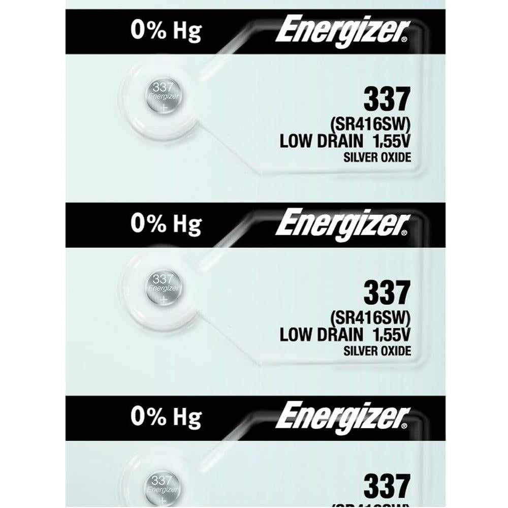 Energizer 337 Silver Oxide Button Cell, 1.55V Low Drain - Tear Strip of 5