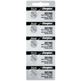 Energizer 357/303 Silver Oxide Button Cell, 1.55V Multi-Drain - Tear Strip of 5