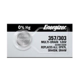 Energizer 357/303 Silver Oxide Button Cell, 1.55V Multi-Drain - each