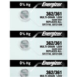 Energizer 362/361 Silver Oxide Button Cell, 1.55V Multi-Drain - Tear Strip of 5