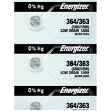 Energizer 364/363 Silver Oxide Button Cell, 1.55V Low Drain - Tear Strip of 5