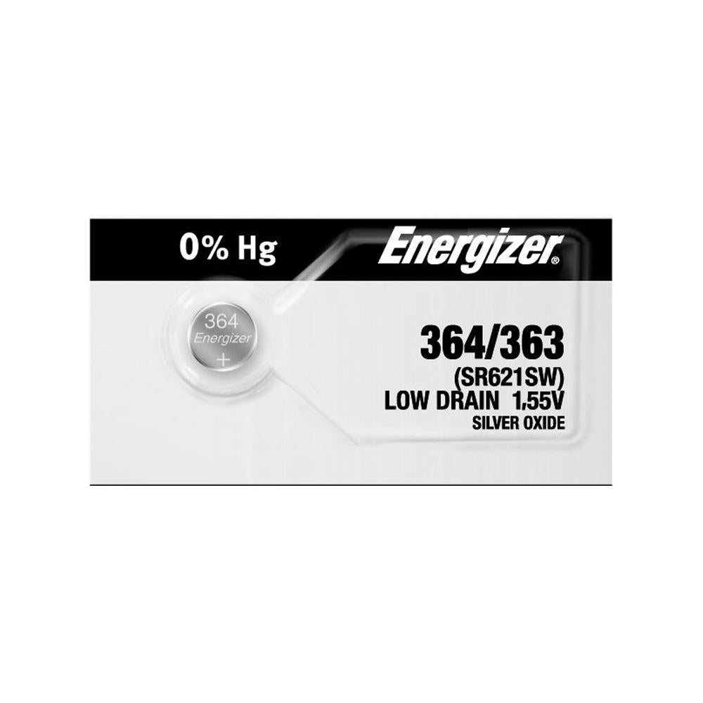 Energizer 364/363 Silver Oxide Button Cell, 1.55V Low Drain - each