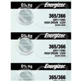 Energizer 365/366 Silver Oxide Button Cell, 1.55V High Drain - Tear Strip of 5