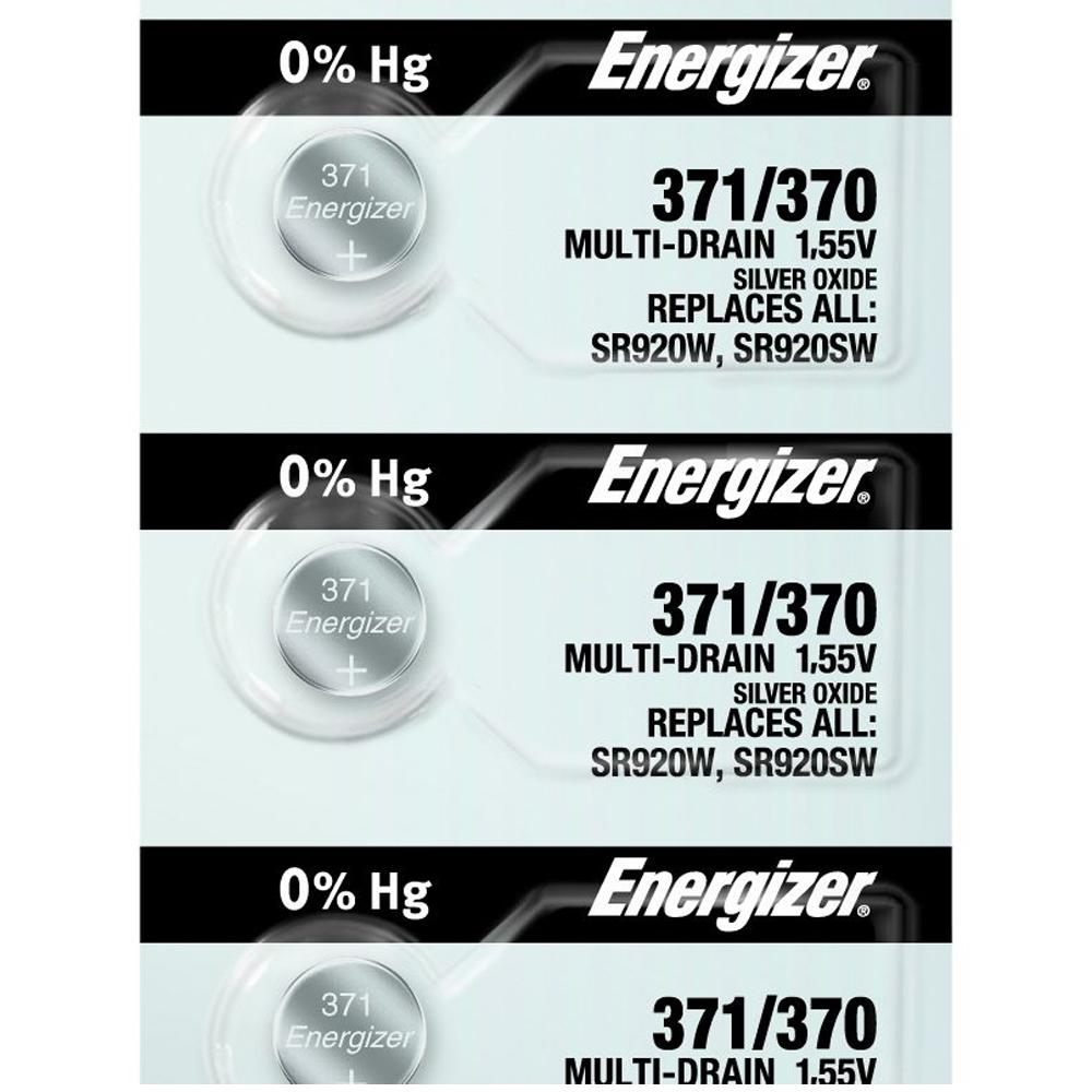 Energizer 371/370 Silver Oxide Button Cell, 1.55V Multi-Drain - Tear Strip of 5