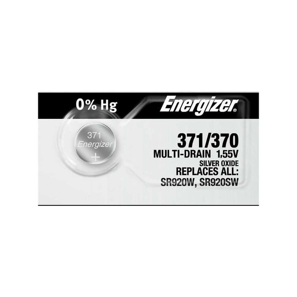 Energizer 371/370 Silver Oxide Button Cell, 1.55V Multi-Drain - each