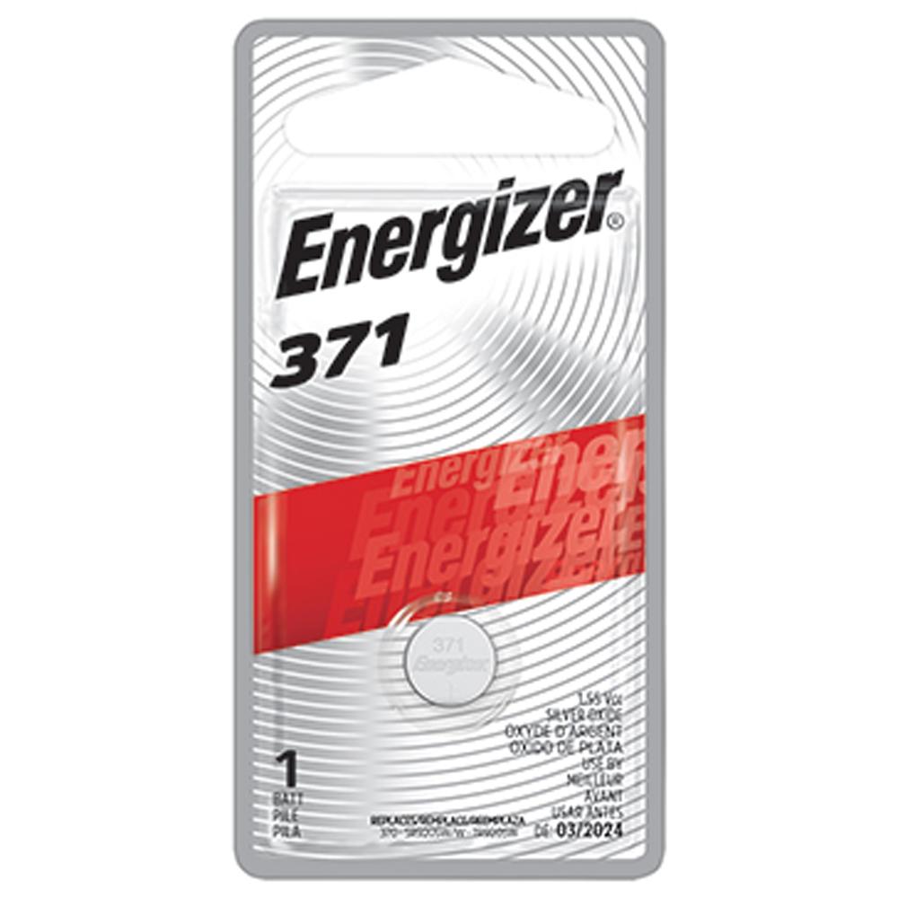 Energizer 371 Silver Oxide Button Cell, 1.55V Multi-Drain - 1 per card
