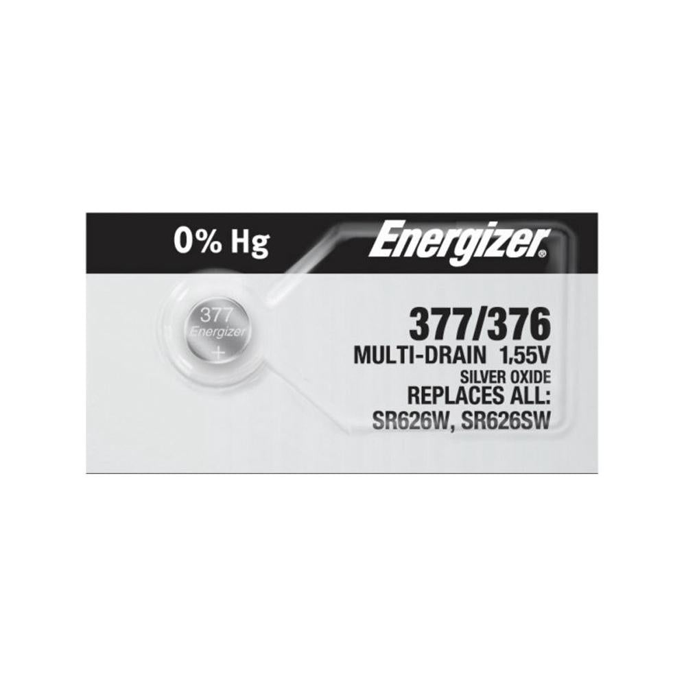 Energizer 377/376 Silver Oxide Button Cell, 1.55V Multi-Drain - each