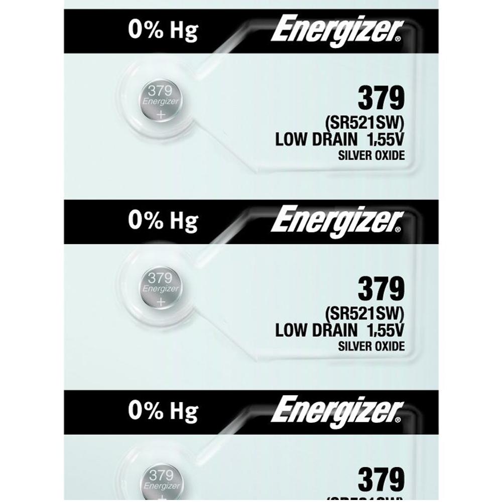 Energizer 379 Silver Oxide Button Cell, 1.55V Low Drain - Tear Strip of 5