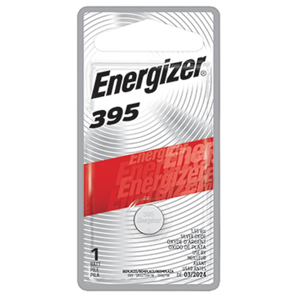 Energizer 395 Silver Oxide Button Cell, 1.55V Multi-Drain - 1 per card