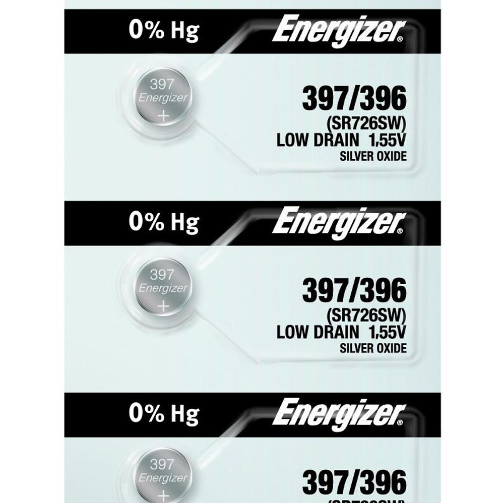 Energizer 397/396 Silver Oxide Button Cell, 1.55V Low Drain - Tear Strip of 5