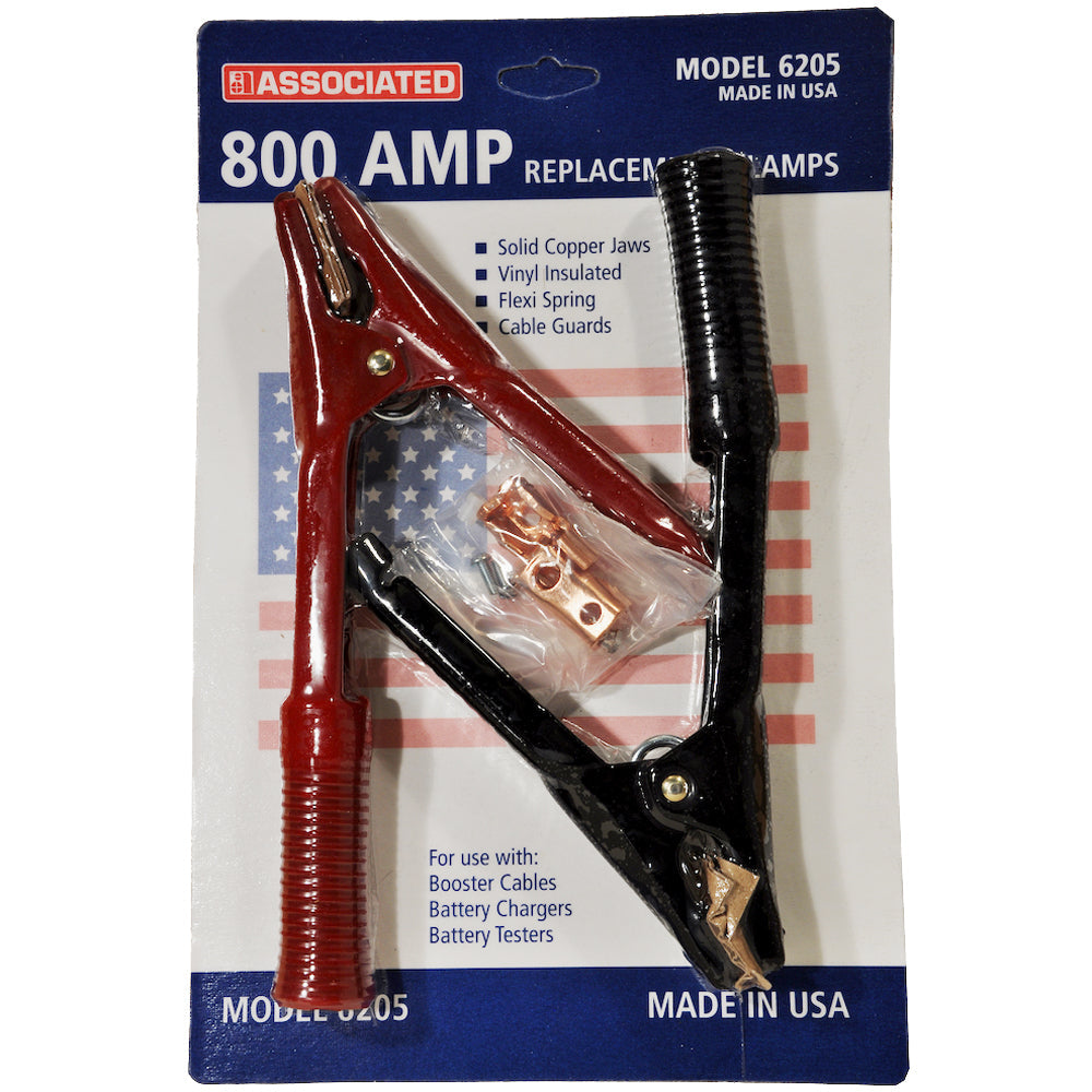 Associated 6205 - 800A Clamp Set w/Flexi-Spring - 1 pair (Black/Red)