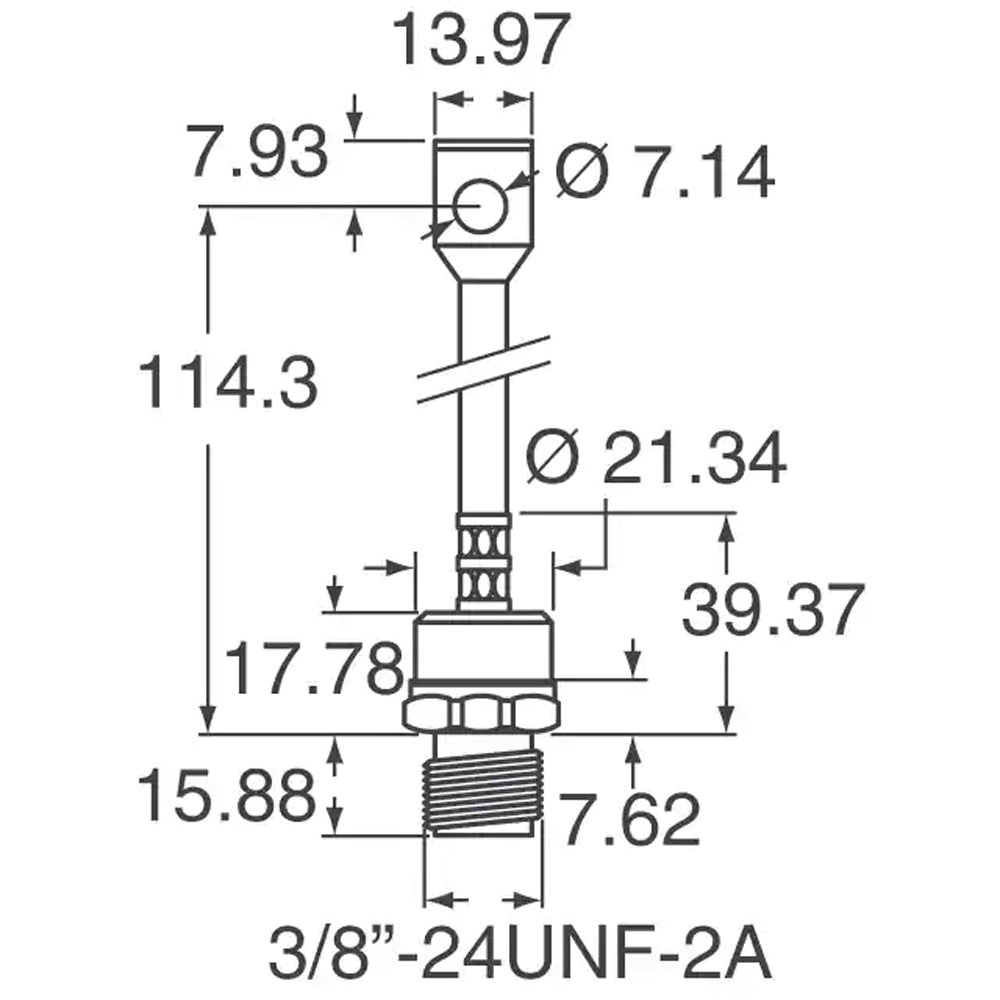 696030 - Stud Mount Diode, 150A, 3/8" Stud, 600 PRV Positive (Cathode Stud) w/Pigtail