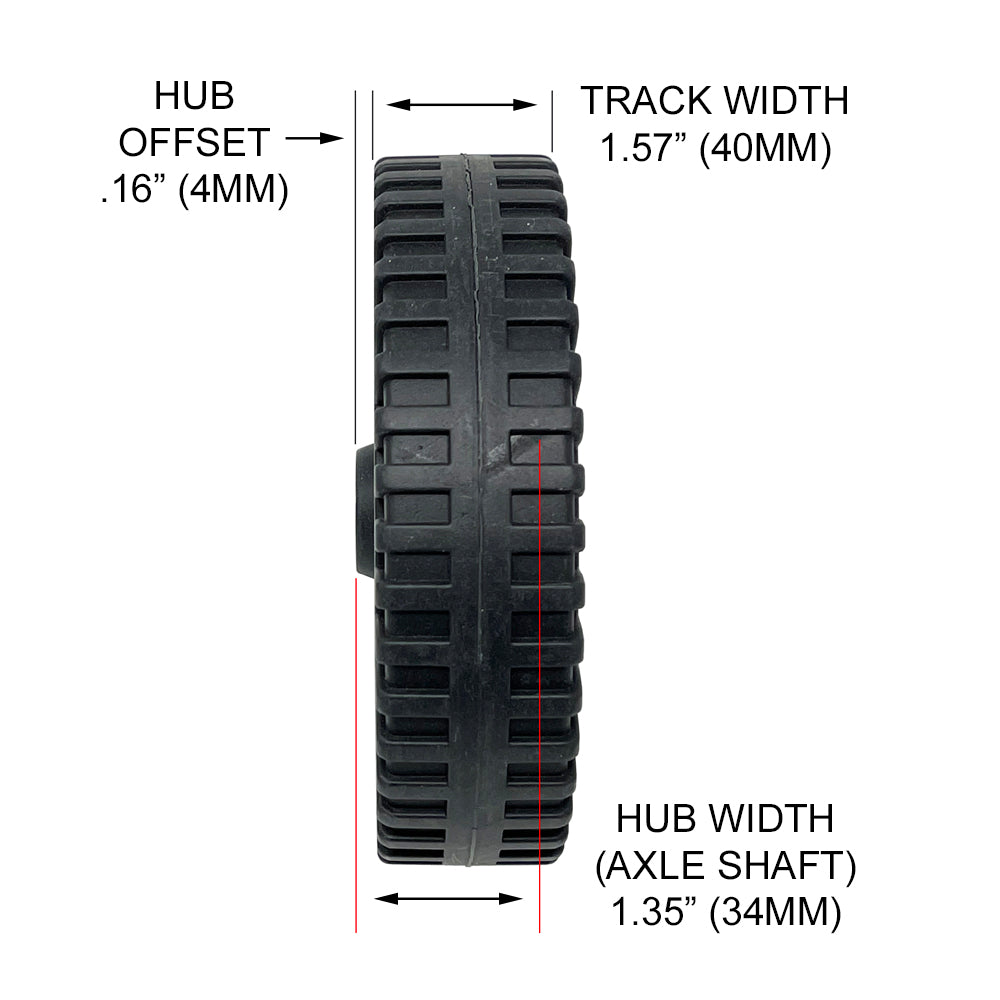 696560 - Wheel, 6" Black Hollow Plastic for Battery Chargers, fits 3/8" axle shaft