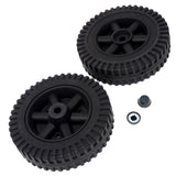 696561 - 2 Wheel Kit, 6" Black Hollow Plastic Wheels for Battery Chargers, fits 3/8" axle shaft, Includes Axle Caps