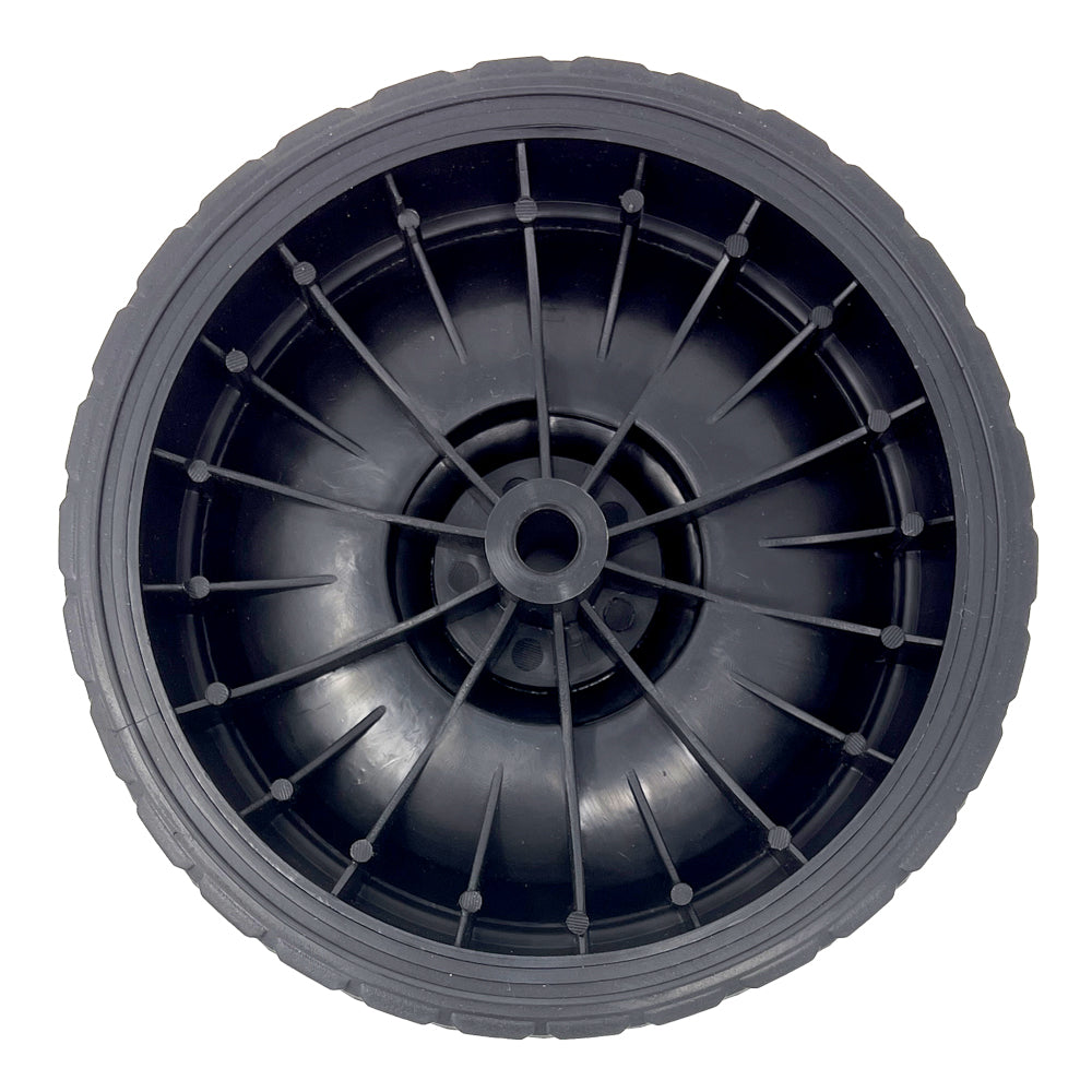 696565 - 2 Wheel Kit - 7" for 3/8" Axle, Black Plastic Wheels w/ Rubber Tread, includes Axle Caps