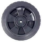 696564 - Wheel, 7" Black Plastic w/ Diamond Rubber Tread for Battery Chargers, fits 3/8" axle shaft