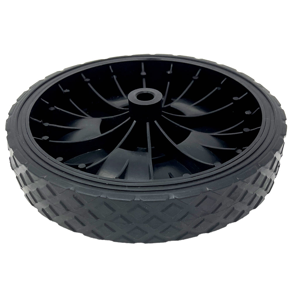 696565 - 2 Wheel Kit - 7" for 3/8" Axle, Black Plastic Wheels w/ Rubber Tread, includes Axle Caps