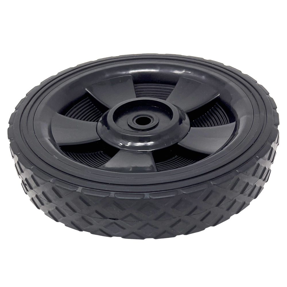 696565 - 2 Wheel Kit, 7" Black Plastic w/Diamond Rubber Tread for 3/8" Axle Shaft, includes Axle Caps