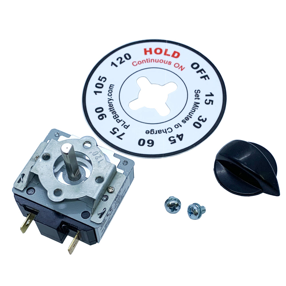 697122 - Timer Kit - Mechanical 120 Minute w/ "Hold" Position & Finish Bell, 1/4" (6 MM) D-Shaft, M4 Screw Panel Mount