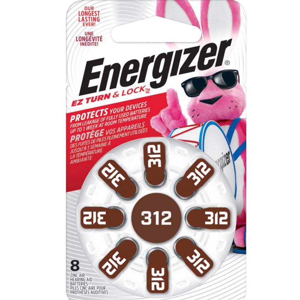 Energizer Size 312 Zinc Air Hearing Aid Battery - 8pc dispenser card