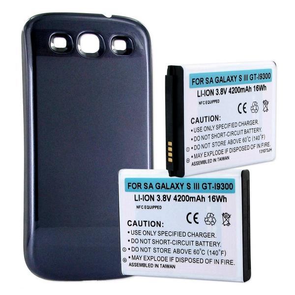 Cell Phone Battery - SAMSUNG GALAXY S III 4200mAh EXTENDED BATTERY W/ NFC & SILVR CVR
