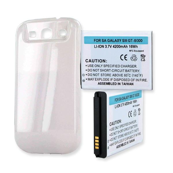 Cell Phone Battery - SAMSUNG GALAXY S III 4200mAh EXTENDED BATTERY WITH NFC AND COVER  / BLI-1258-4.2W / CEL-I9300HCWHNF