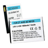Hotspot Battery - ZTE Li3817T43P3H735044 3.8V 1900mAh Li-Ion Battery / ZTE AVID 4G N9120  BLI-1318-1.9  PDA-395LI