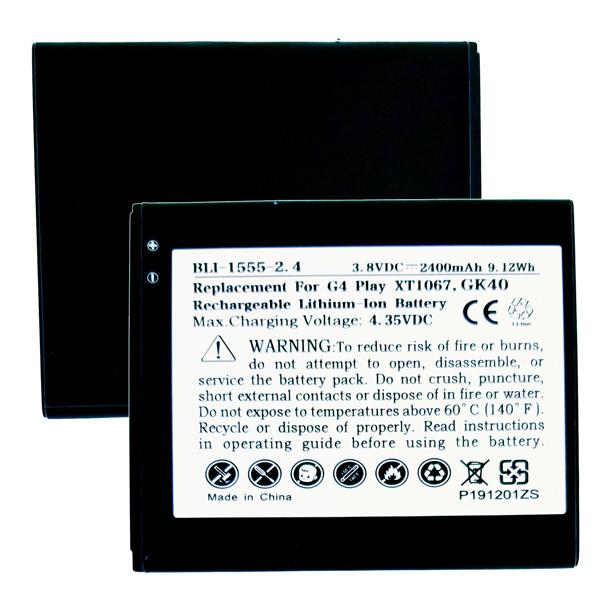 Cell Phone Battery - MOTOROLA GK40  3.8V 2400mAh LI-ION BATTERY  / BLI-1555-2.4 / CEL-XT1758
