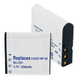 Digital Battery - CASIO NP-40 LI-ION 1250mAh  / BLI-251 / CAM-NP40C
