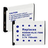 Video Battery - KODAK KLIC-7006 LI-ION 750mAh  / BLI-327 / CAM-LI42B