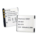 Digital Battery - SONY NP-BN1 3.6V 600MAH  / BLI-379 / CAM-BN1