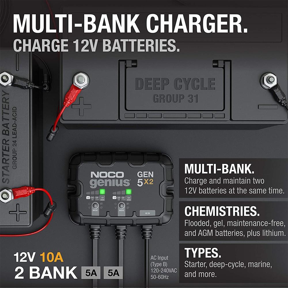 NOCO GEN5X2 2-Bank 10A Onboard Battery Charger & Maintainer