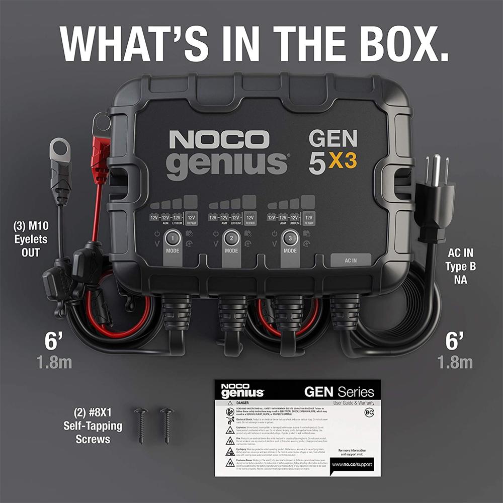 NOCO GEN5X3 3-Bank 15A Onboard Battery Charger & Maintainer