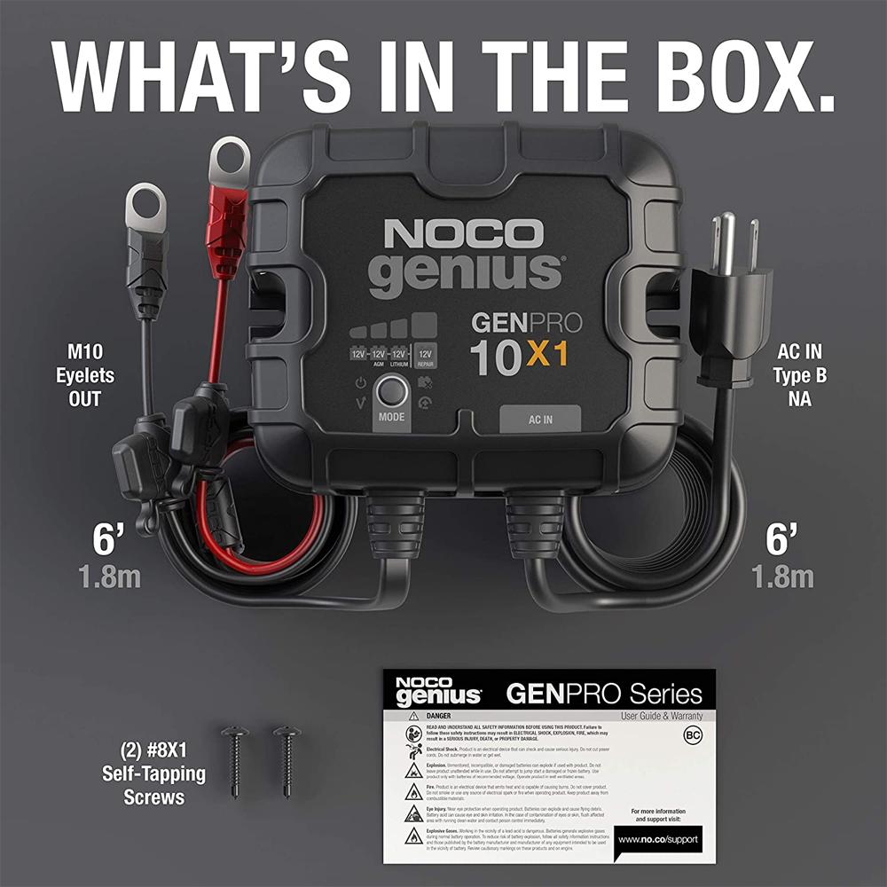 NOCO GENPRO10X1 1-Bank, 10-Amp On-Board Battery Charger & Maintainer